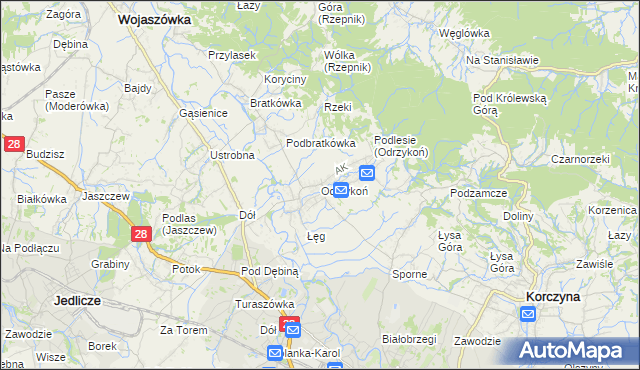 mapa Odrzykoń, Odrzykoń na mapie Targeo