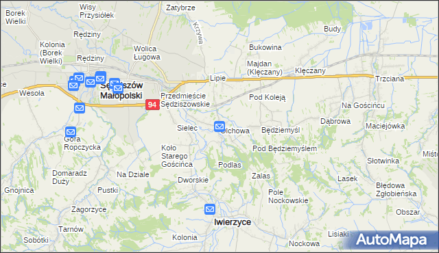 mapa Olchowa gmina Iwierzyce, Olchowa gmina Iwierzyce na mapie Targeo