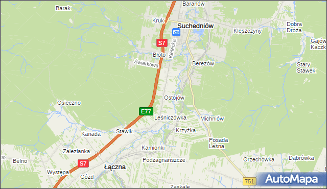 mapa Ostojów, Ostojów na mapie Targeo