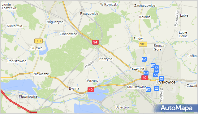 mapa Paczyna, Paczyna na mapie Targeo