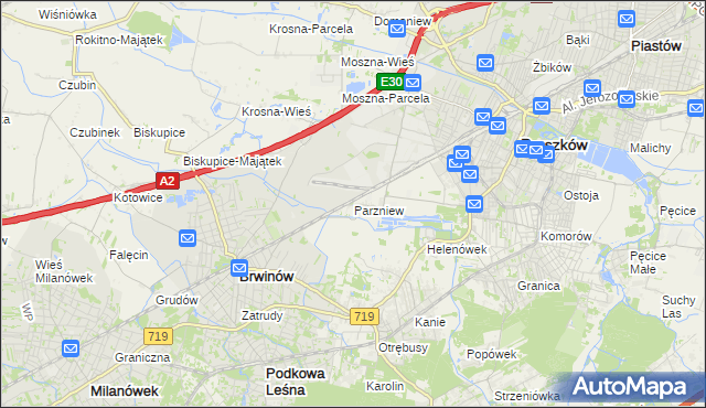 mapa Parzniew, Parzniew na mapie Targeo