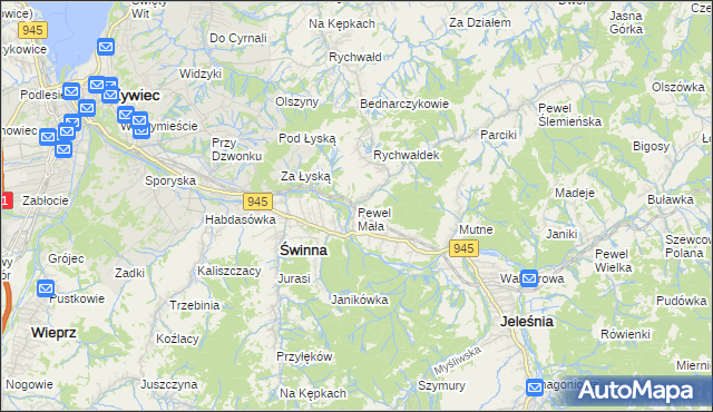 mapa Pewel Mała, Pewel Mała na mapie Targeo