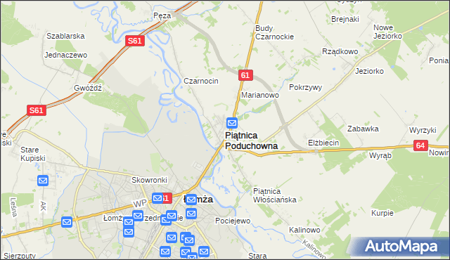 mapa Piątnica Poduchowna, Piątnica Poduchowna na mapie Targeo