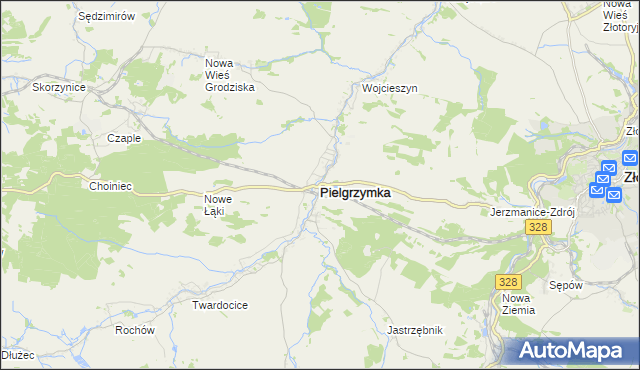 mapa Pielgrzymka powiat złotoryjski, Pielgrzymka powiat złotoryjski na mapie Targeo