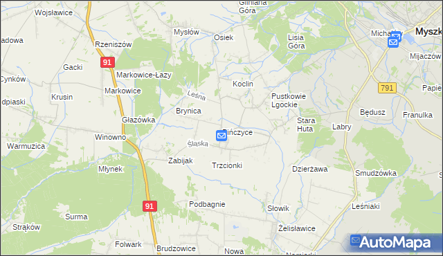 mapa Pińczyce, Pińczyce na mapie Targeo