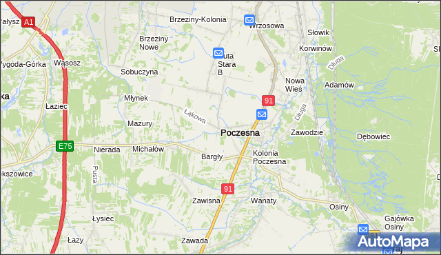 mapa Poczesna, Poczesna na mapie Targeo