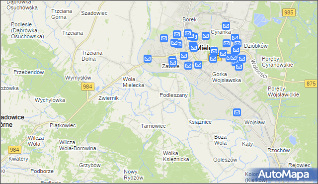 mapa Podleszany, Podleszany na mapie Targeo