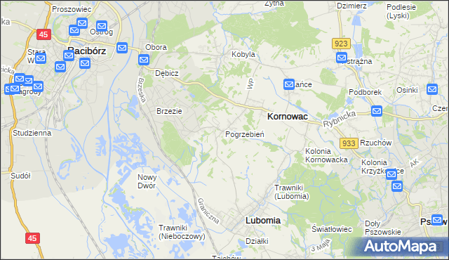 mapa Pogrzebień, Pogrzebień na mapie Targeo