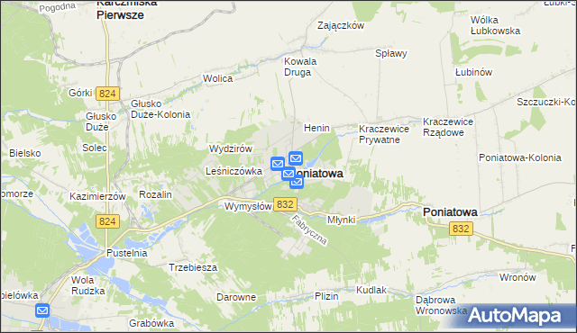 mapa Poniatowa powiat opolski, Poniatowa powiat opolski na mapie Targeo