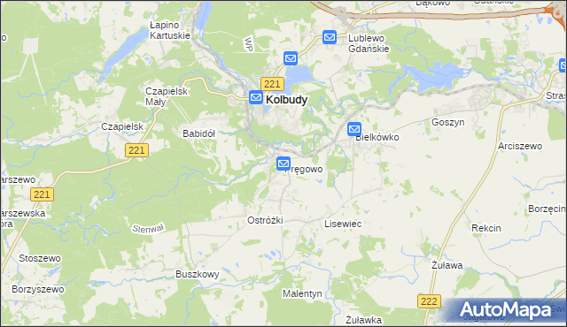 mapa Pręgowo gmina Kolbudy, Pręgowo gmina Kolbudy na mapie Targeo