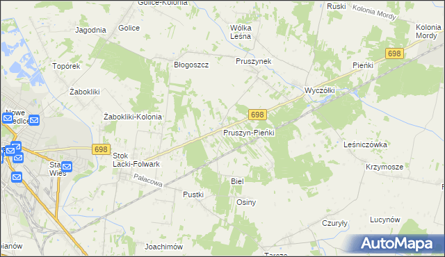 mapa Pruszyn-Pieńki, Pruszyn-Pieńki na mapie Targeo