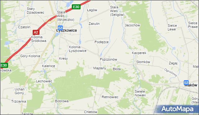 mapa Pszczonów, Pszczonów na mapie Targeo