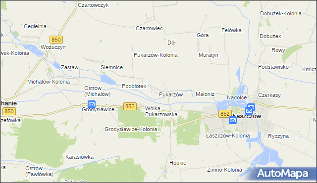 mapa Pukarzów gmina Łaszczów, Pukarzów gmina Łaszczów na mapie Targeo