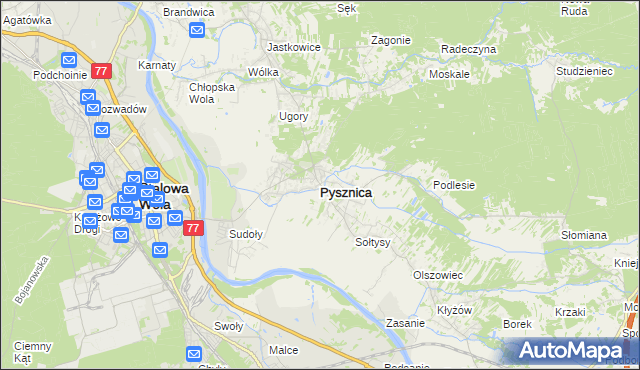 mapa Pysznica, Pysznica na mapie Targeo