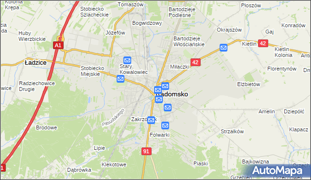 mapa Radomsko, Radomsko na mapie Targeo