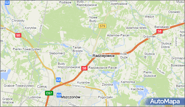 mapa Radziejowice, Radziejowice na mapie Targeo