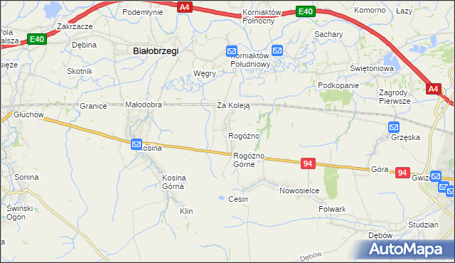 mapa Rogóżno, Rogóżno na mapie Targeo