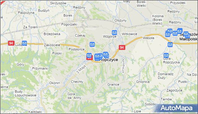 mapa Ropczyce, Ropczyce na mapie Targeo