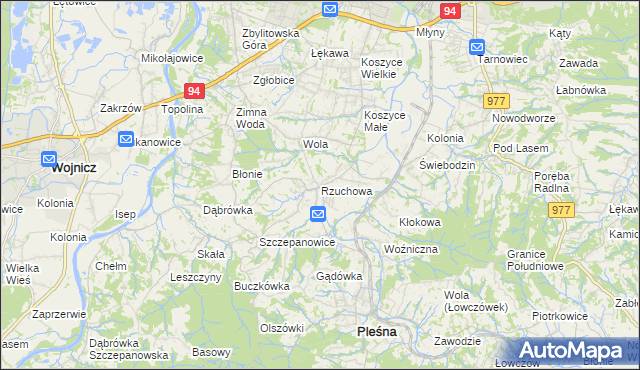 mapa Rzuchowa, Rzuchowa na mapie Targeo