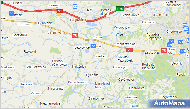 mapa Siedlec gmina Bochnia, Siedlec gmina Bochnia na mapie Targeo