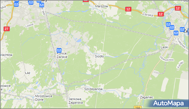 mapa Siodło gmina Żary, Siodło gmina Żary na mapie Targeo