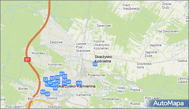 mapa Skarżysko Kościelne, Skarżysko Kościelne na mapie Targeo