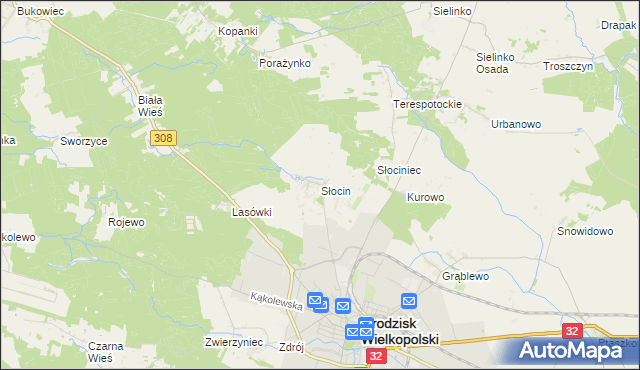 mapa Słocin, Słocin na mapie Targeo