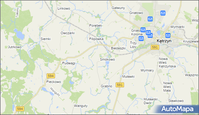 mapa Smokowo gmina Kętrzyn, Smokowo gmina Kętrzyn na mapie Targeo