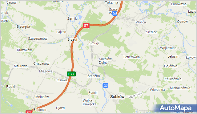 mapa Sokołów Dolny, Sokołów Dolny na mapie Targeo