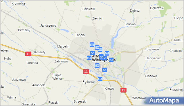 mapa Środa Wielkopolska, Środa Wielkopolska na mapie Targeo