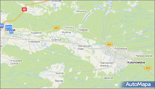 mapa Staniszcze Małe, Staniszcze Małe na mapie Targeo