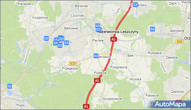 mapa Stanowice gmina Czerwionka-Leszczyny, Stanowice gmina Czerwionka-Leszczyny na mapie Targeo