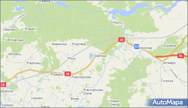 mapa Stanowo gmina Iława, Stanowo gmina Iława na mapie Targeo