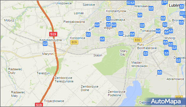 mapa Stasin gmina Konopnica, Stasin gmina Konopnica na mapie Targeo