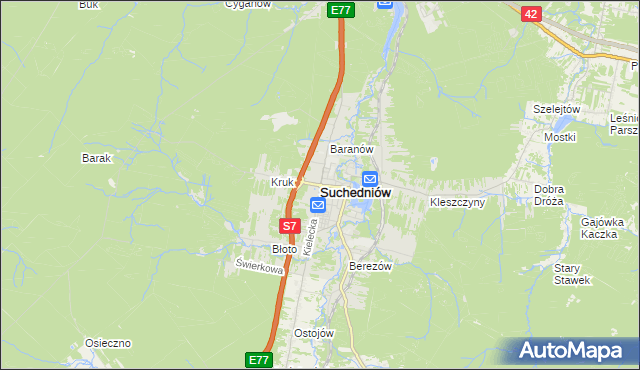 mapa Suchedniów, Suchedniów na mapie Targeo