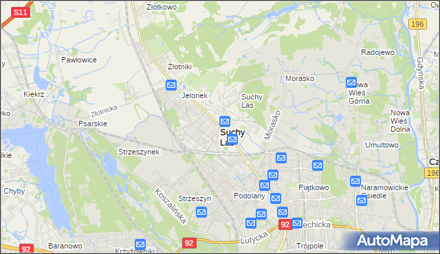 mapa Suchy Las powiat poznański, Suchy Las powiat poznański na mapie Targeo