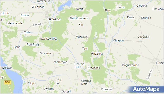 mapa Toki gmina Skrwilno, Toki gmina Skrwilno na mapie Targeo