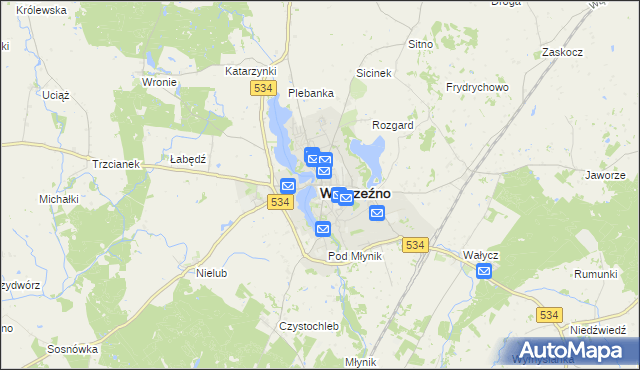 mapa Wąbrzeźno, Wąbrzeźno na mapie Targeo