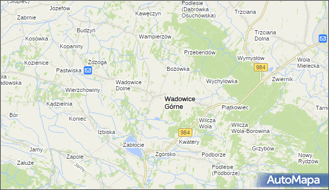 mapa Wadowice Górne, Wadowice Górne na mapie Targeo