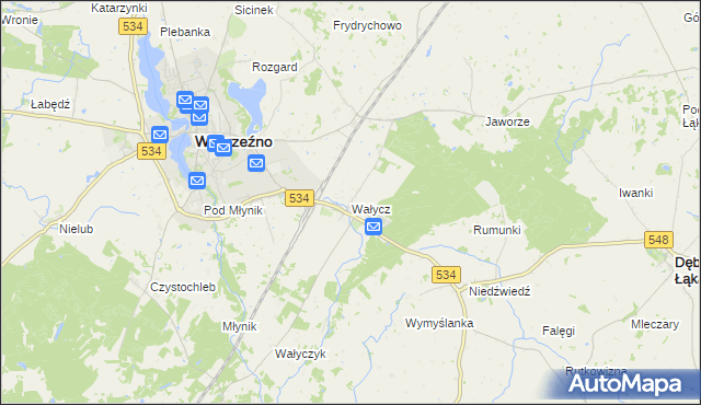 mapa Wałycz, Wałycz na mapie Targeo