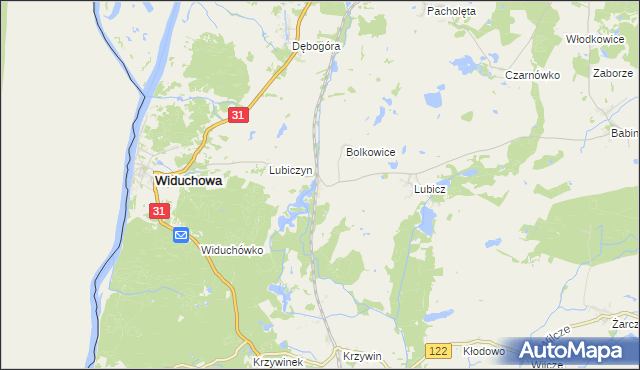 mapa Widuchowa-Stacja, Widuchowa-Stacja na mapie Targeo