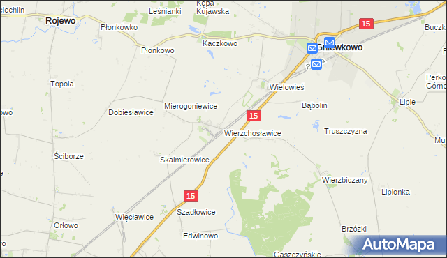 mapa Wierzchosławice gmina Gniewkowo, Wierzchosławice gmina Gniewkowo na mapie Targeo