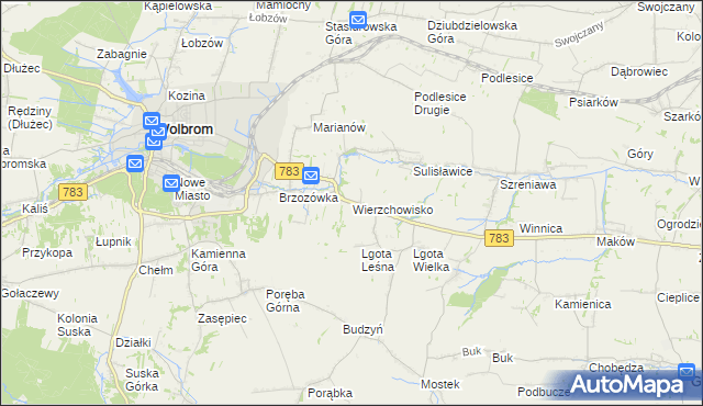 mapa Wierzchowisko gmina Wolbrom, Wierzchowisko gmina Wolbrom na mapie Targeo