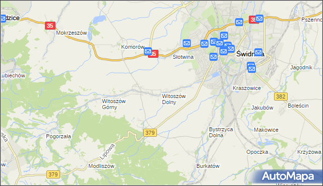 mapa Witoszów Dolny, Witoszów Dolny na mapie Targeo