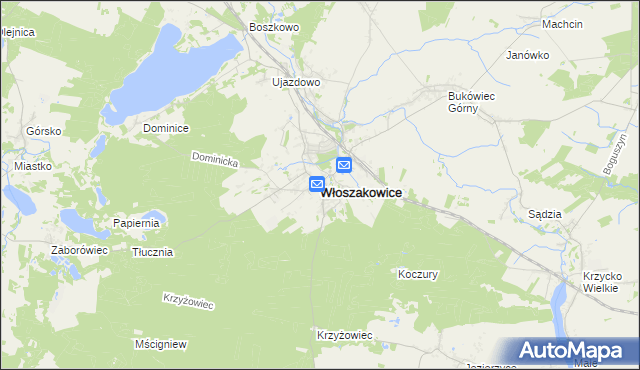 mapa Włoszakowice, Włoszakowice na mapie Targeo