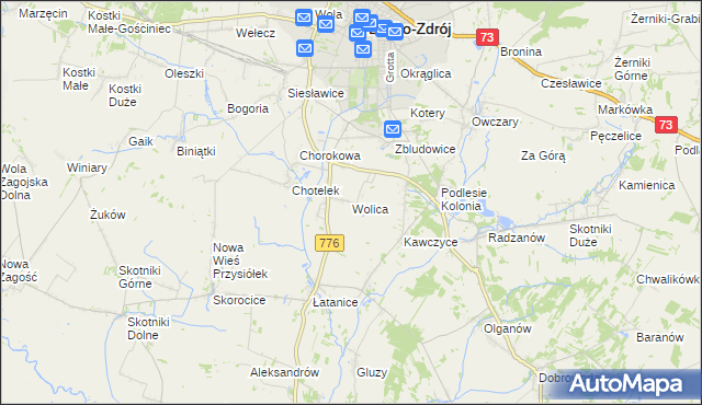 mapa Wolica gmina Busko-Zdrój, Wolica gmina Busko-Zdrój na mapie Targeo