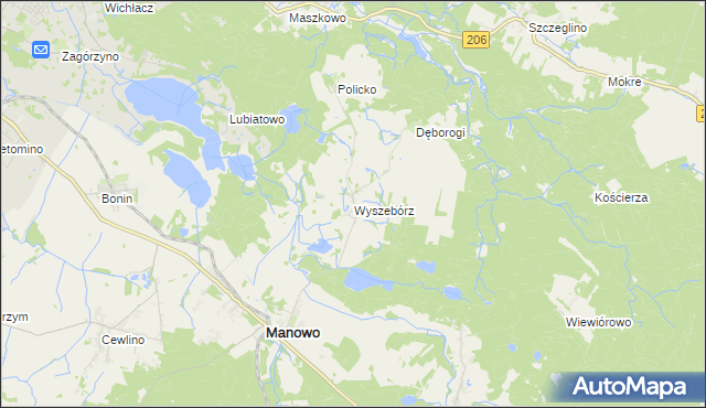 mapa Wyszebórz, Wyszebórz na mapie Targeo