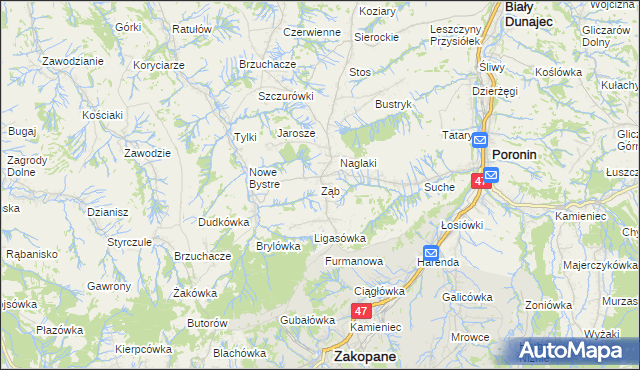 mapa Ząb, Ząb na mapie Targeo