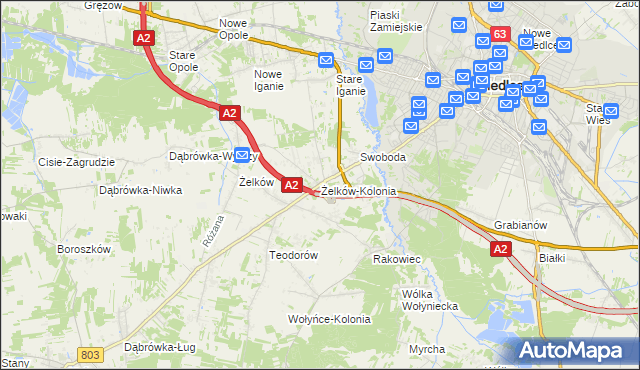 mapa Żelków-Kolonia, Żelków-Kolonia na mapie Targeo