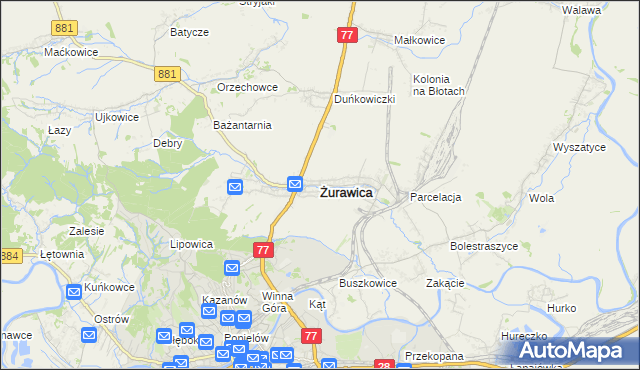 mapa Żurawica powiat przemyski, Żurawica powiat przemyski na mapie Targeo